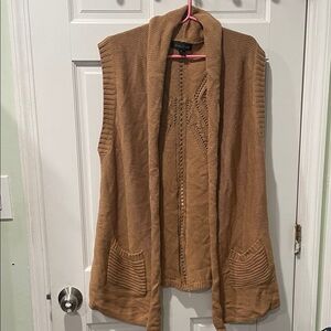 Brown Knit Sleeveless Cardigan